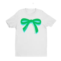 Lucky Girl Tee: White With Green / Mint Bow