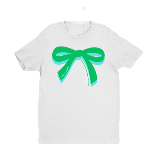 Lucky Girl Tee: White With Green / Mint Bow