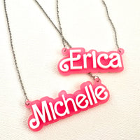 Pretty In Pink Nameplate Necklace