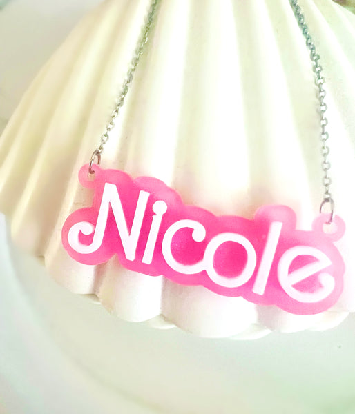 Pretty In Pink Nameplate Necklace