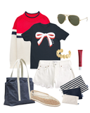 USA All The Way: Navy Bow Tee