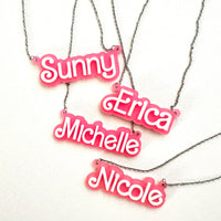 Pretty In Pink Nameplate Necklace