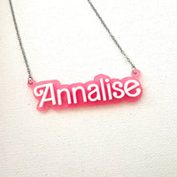 Pretty In Pink Nameplate Necklace