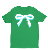 Lucky Girl Tee: Green With White / Mint Bow (White on top)