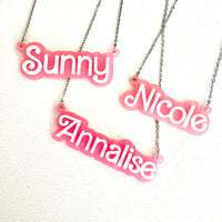 Pretty In Pink Nameplate Necklace